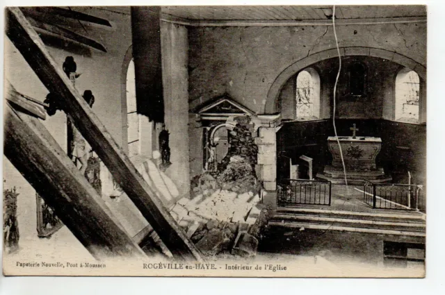 ROGEVILLE EN HAYE - Meurthe et Moselle - CPA 54 intérieur de l 'église bombardée