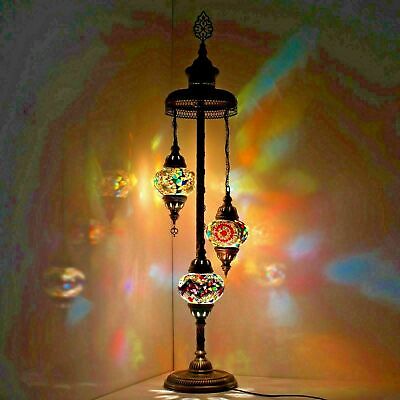 Stile Turco Marocchino Mosaico Multicolore Lampada Da Terra Luce Globo 3 Medium
