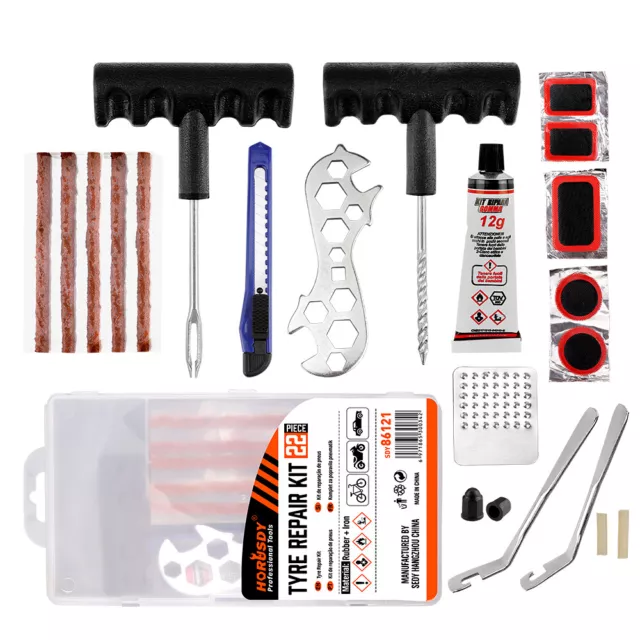 Tyre Repair Kit Tire Puncture Emergency Tools Set Motorcycle Bike Car Tubeless