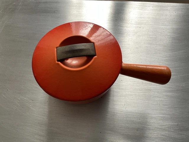 Caquelon à Fondue Le Creuset Orange - Fonte Vintage France, Avec Couvercle (occasion)