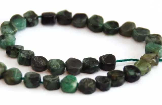 Half Strand Deep Green Textured Emerald Coin / Disc Beads, 5 - 5.5 Mm