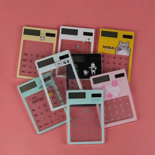 Transparent Cartoon 8digit Solar Energy Mini Portable Calculator School Supplies