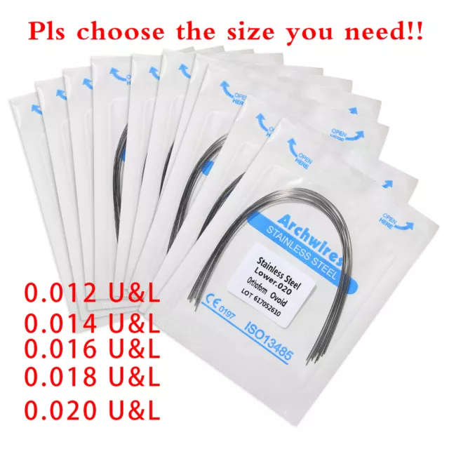 10 Packs Dental Orthodontic Stainless Steel Arch Wires Ovoid Upper / Lower CN