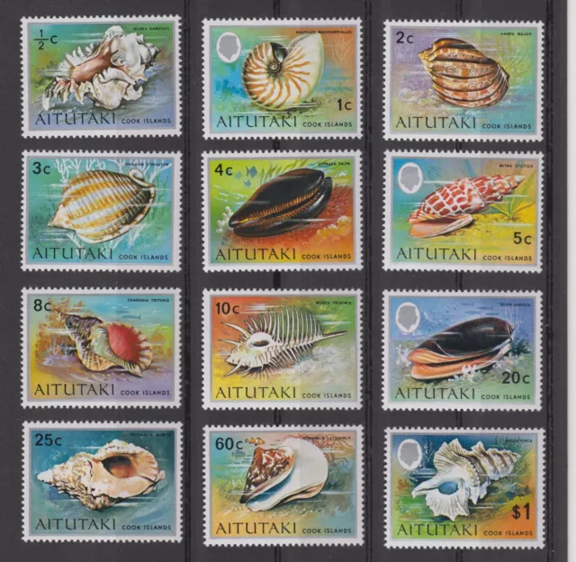 Aitutaki Cook Islands 94-105 Précis Seashells Mollusca 1974 Jeu MNH