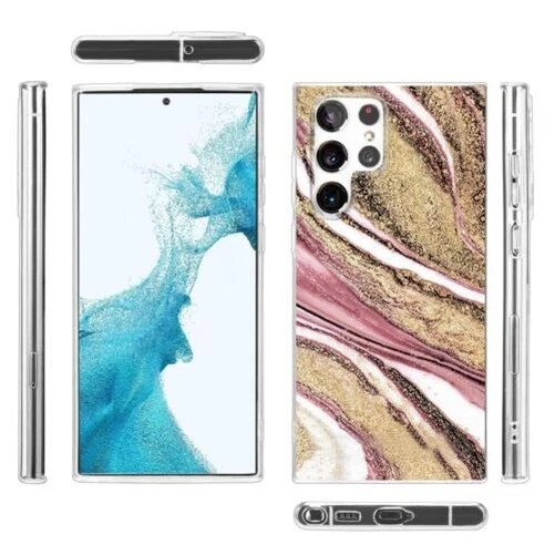 Coque pour Samsung Galaxy S22 Ultra Étui Marbre Téléphone Portable en Silicone 4