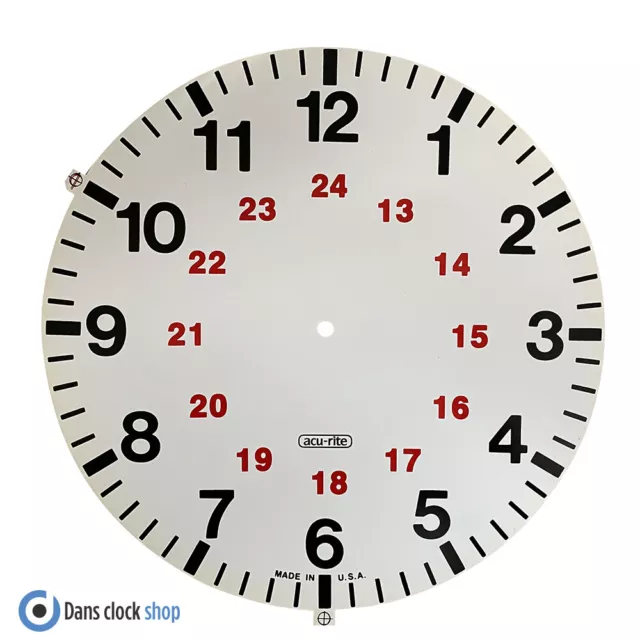 New 12'' Card Sytrene Military Clock Dial Face - Black & Red - USA Acu-rite