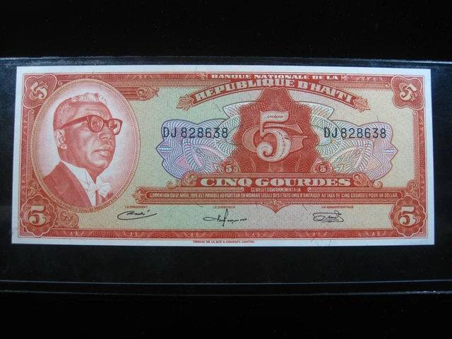 HAITI 5 Gourdes L 1919 1968 P198 D'HAITI UNC 8638# BANK CURRENCY BANKNOTE MONEY