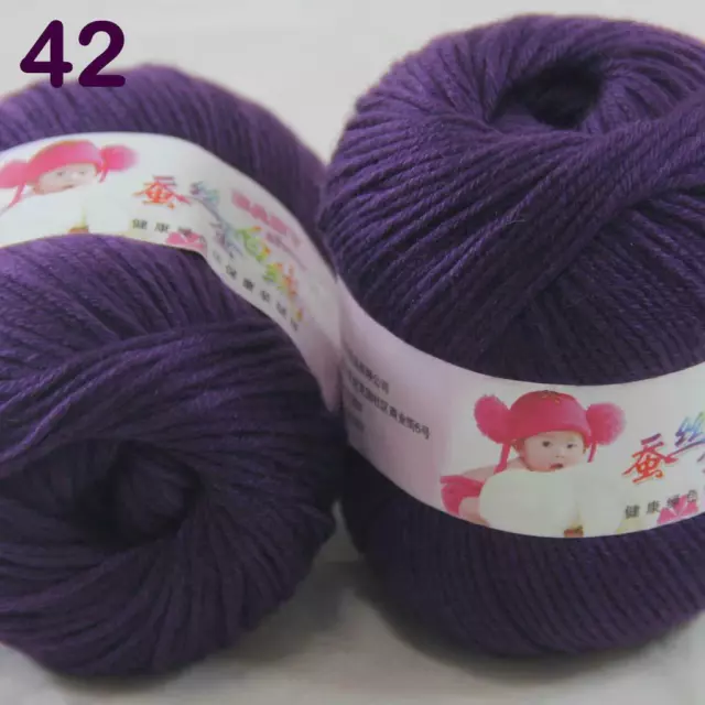 Sale 2 Balls x 50g DK Baby Soft Cashmere Silk Wool Hand Knitting Crochet Yarn 42