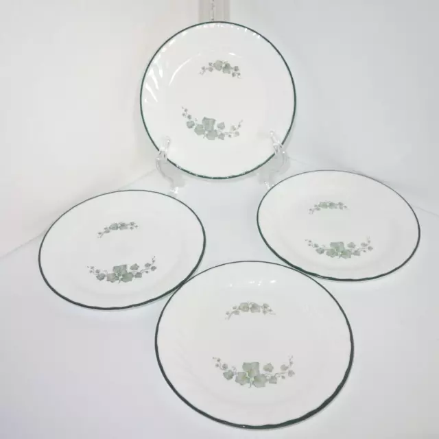 Corelle Callaway Green Ivy Plates 7 1/4” Salad Dessert Set 4 Swirl Corning Ware