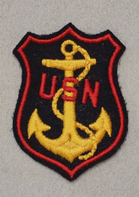 PX-Patch 1114: Navy "USN" red letters & yellow anchor - on black felt, WWII era