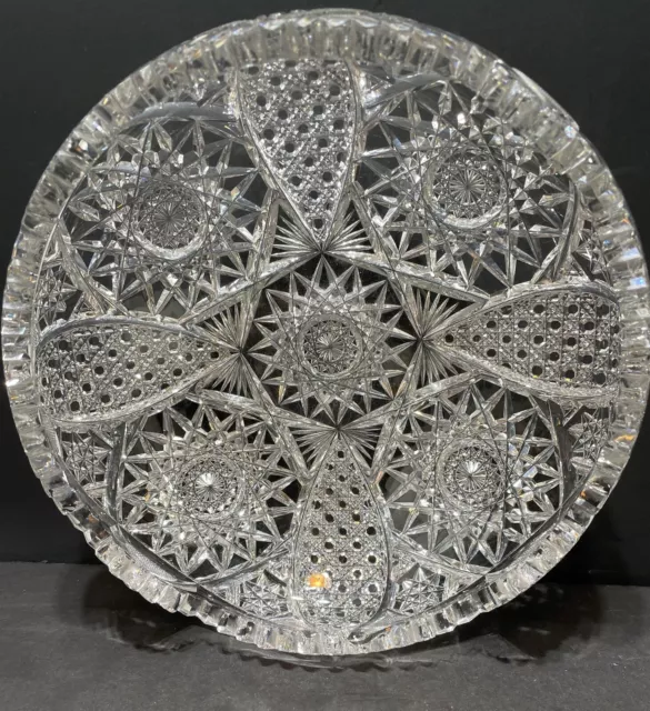 American Brilliant Period Heavy Sharp Deep Cut Crystal Bowl  10" x 3.5" ABP