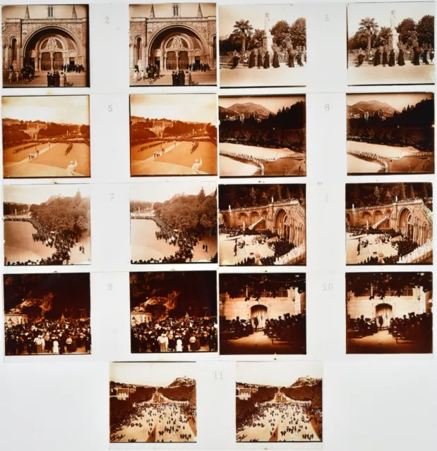 Set Of 9 Views Stereo Format 1 25/32x4 7/32in Photo Lourdes