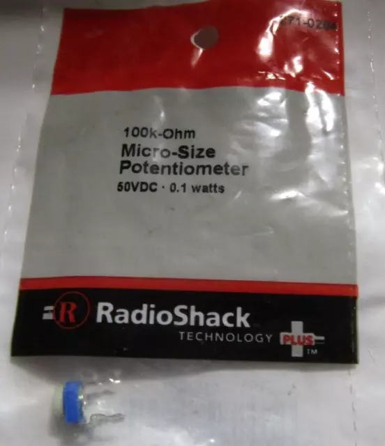 RadioShack 100k-Ohm Micro-Size Potentiometer 271-0284 New And Sealed