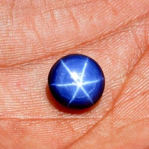 04.85 Cts Natural BLUE Star Sapphire Six RAYS Cab 09 mm RARE Round Gemstone