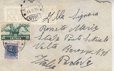 31060  COLONIE ITALIANE ERITREA BUSTA POSTA AEREA 1938 #1 
