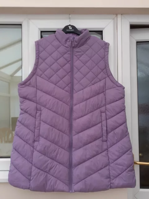 Tu Ladies Purple Longline Lightweight Padded Gilet Size 24 BNWT