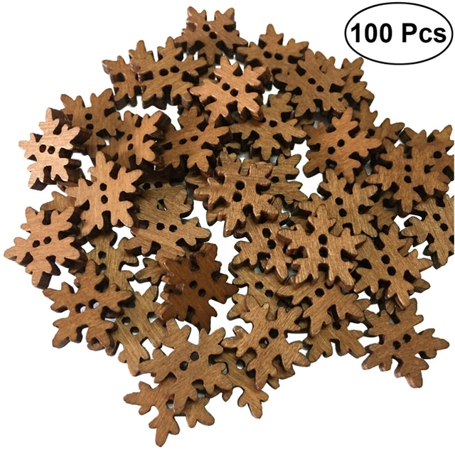 100 piezas botón copo de nieve botón de madera botón de madera para decoración de ropa