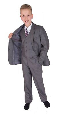 Light Grey Boys  Suits Wedding PageBoy 5 Piece Party Prom Suit 2-15 Years