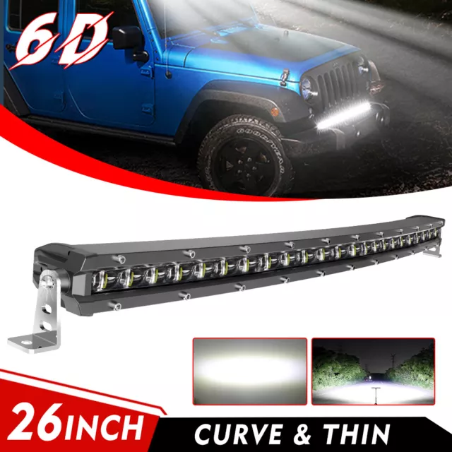 Curved 26inch Ultra Slim LED Light Bar Spot Flood Combo Truck Offroad Light SUV