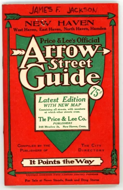 Vintage New Haven Map Arrow Street Guide Connecticut