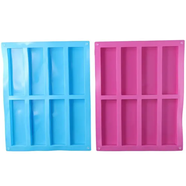 3PCS PURPLE + Blue + Pink 8-Cavity Rectangle Silicone Mould Making