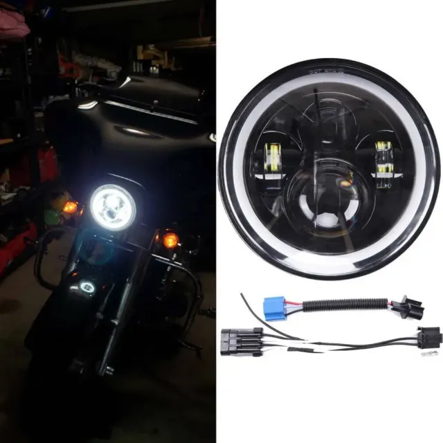 7" Zoll LED Hi/Lo Projektor Scheinwerfer E-Geprüft für Harley Electra Duo Glide