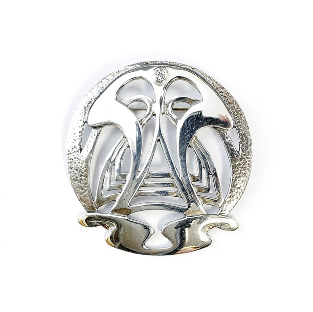 9901007 Pierre Swarovski Art Nouveau Broche 925er Argent D4, 5cm
