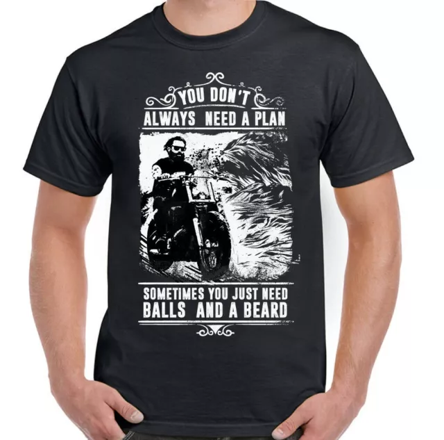Balls & A Beard Mens Funny Biker T-Shirt Motorbike Motorcycle Cafe Racer