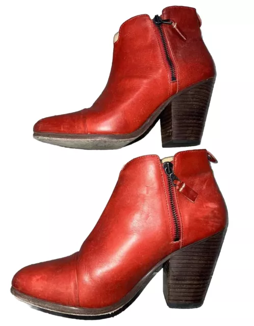 Rag & Bone Red Margot Booties Women Red Size 38,5 Leather Shoes Boots