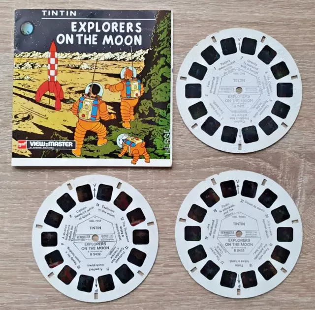 Tintin Explorers On The Moon 1965 Viewmaster Rollen Set B543 Selten Vintage O717