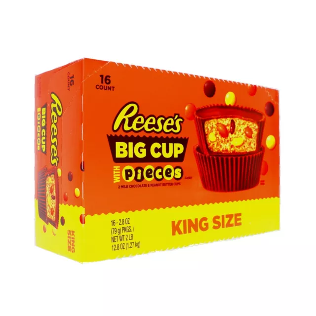 Reeses King Size Peanut Butter Cups with Reeses Pieces 16 Count -2.8 oz 2