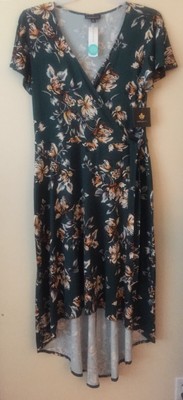 Fortune + Ivy Irene Faux Wrap Brushed Knit Maxi Dress Green Floral Women's 2XL