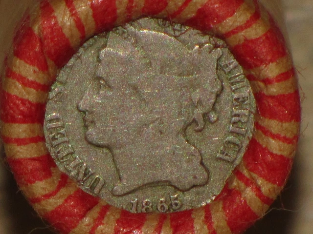 Unsearched Wheat Penny Roll 1865 Three 3 Cent Piece & 1900 Indian Cent Ends