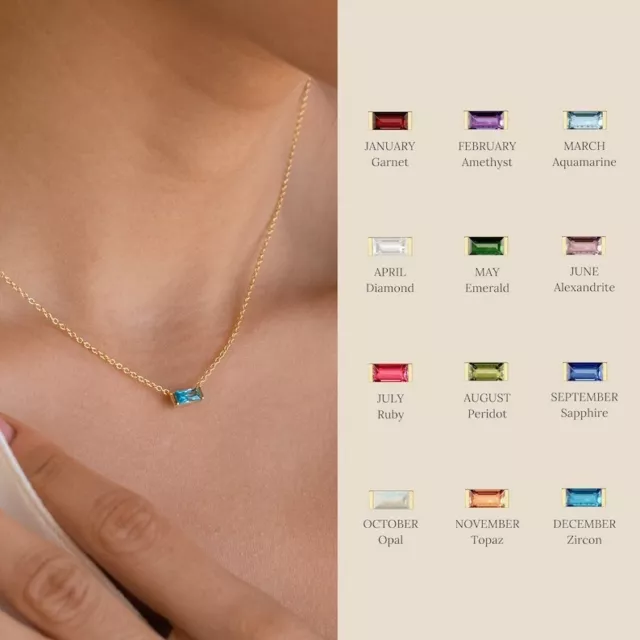 Schöne Edelstein Halskette Damen Geburtsstein Halskette • Geschenk für Freundin