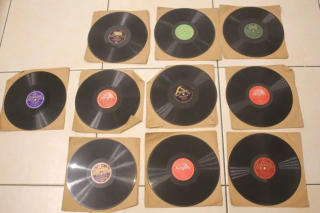 lot de 10 disques anciens gramophone (Edith Piaf, la vie en rose, Yves Montand)