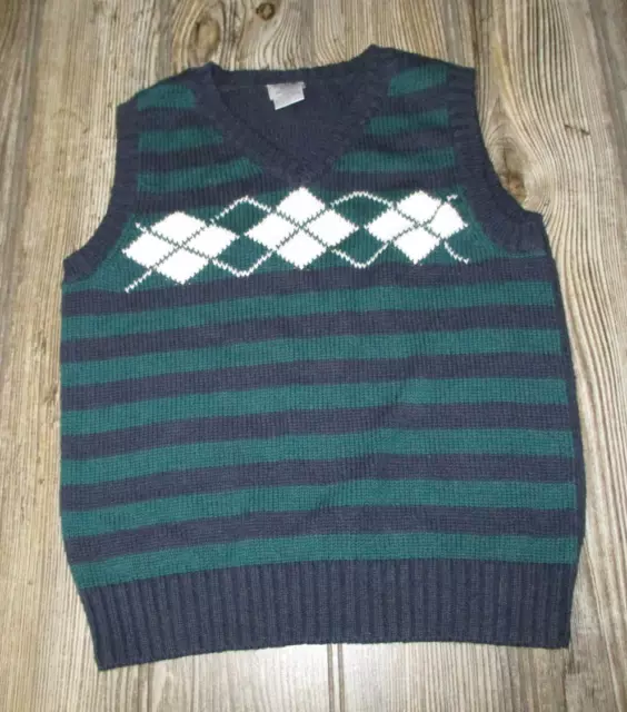 George Toddler Boys Navy Blue Green White Sweater Vest Size 4T