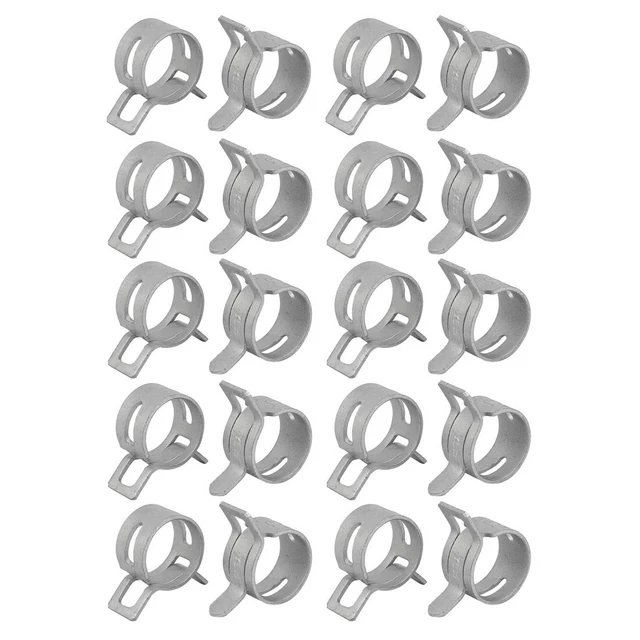 20Pz Abrazadera Resorte 15mm Acción Tipo Banda Elástica Tubo Flexible Blanco
