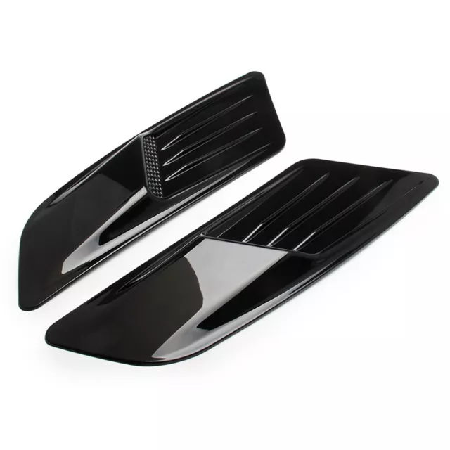 2PCS Racing Car Hood Bonnet Scoop Vent Cover Air Intake Trim Kit Glossy Black