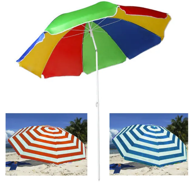 Garden Beach Patio Tilting Umbrella Parasol Sunshade UPF UV Protection Hook Base