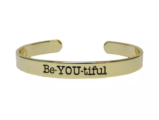 Be-YOU-tiful You Are Beautiful Gold Cuff Bangle Bracelet Jewelry Friend Gift