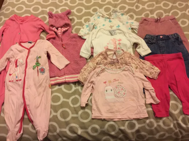 Baby Girl Clothes Bundle Age 3-6 Months Baby Grows Jacket Tops Trousers