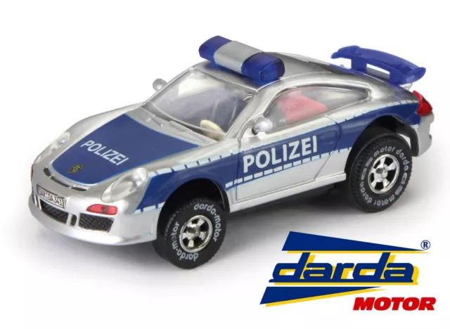 DARDA® Motor Auto Fahrzeug PORSCHE 911 GT 3 Polizei mit Rückzugsmotor Rennbahn