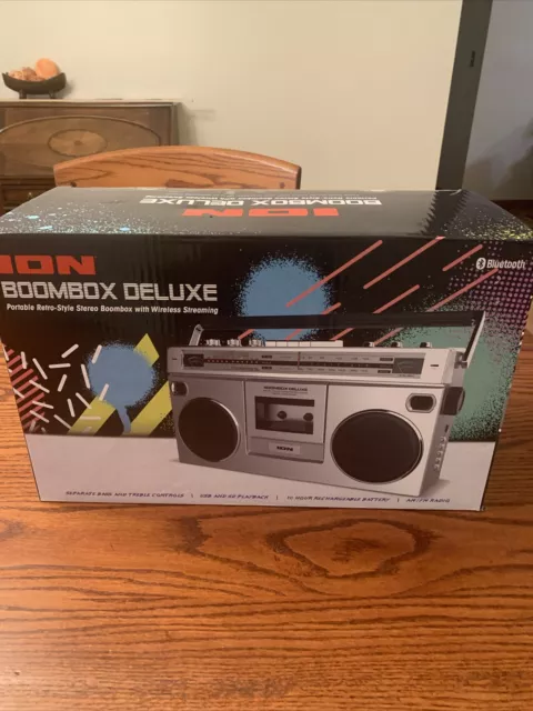 ***NEW***ION Audio - Retro Boombox with AM/FM Radio - Silver