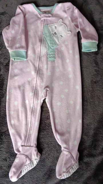 Carters Baby Girls Lavender Northern Fleece Sleeper with Bear 9 months CLEARANCE