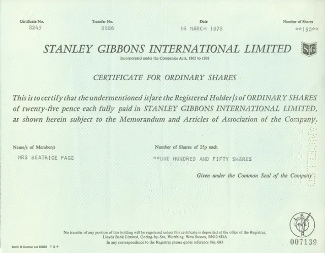 Stanley Gibbons International Limited - General Stocks