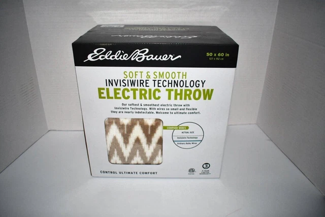 Eddie Bauer Decorative Stripe Electric Throw 50” x 60” #EBTHROW NWT
