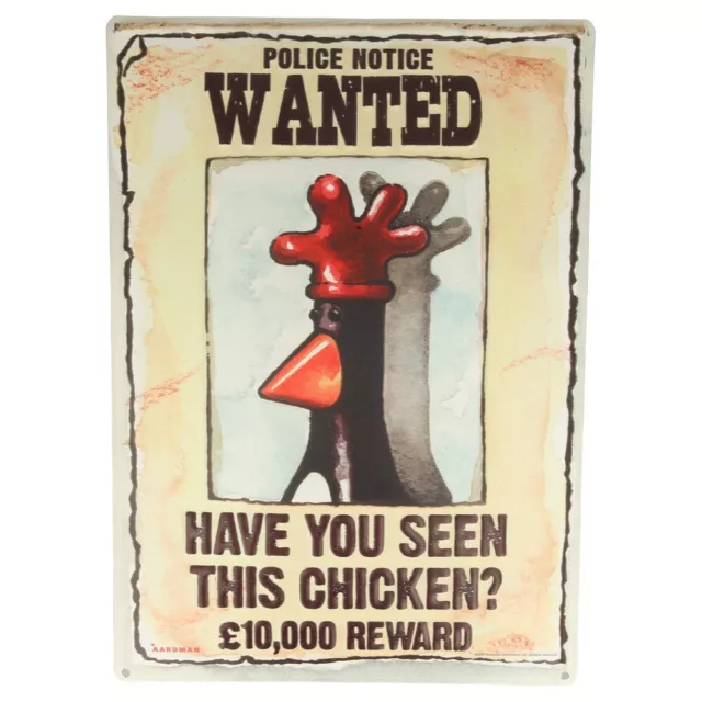 Official Wallace & Gromit Feathers McGraw Wanted Poster Metal Wall Sign