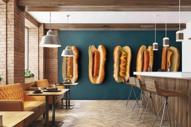 3D Fast Food Hot Dog Wallpaper Wall Mural Removable Self-adhesive 88
