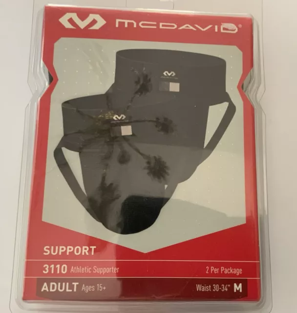 🍌 NEW McDavid 3110 Athletic Jockstrap Supporter - 2 Pack Black Medium Adult I0