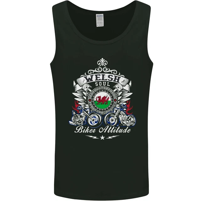 Welsh Soul Biker Attitude Bike Motorcycle Mens Vest Tank Top